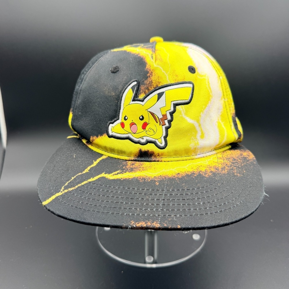 Pokemon Pikachu Baseball Cap Mens OS Yellow Black Lightning Bolt Snapback Hat